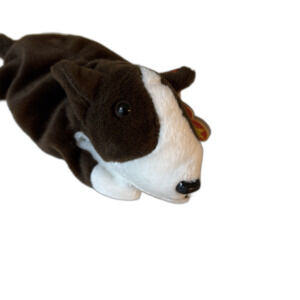 Ty Beanie Baby Bruno the Bull Terrier Dog 1997 Chocolate Brown Plush Retired